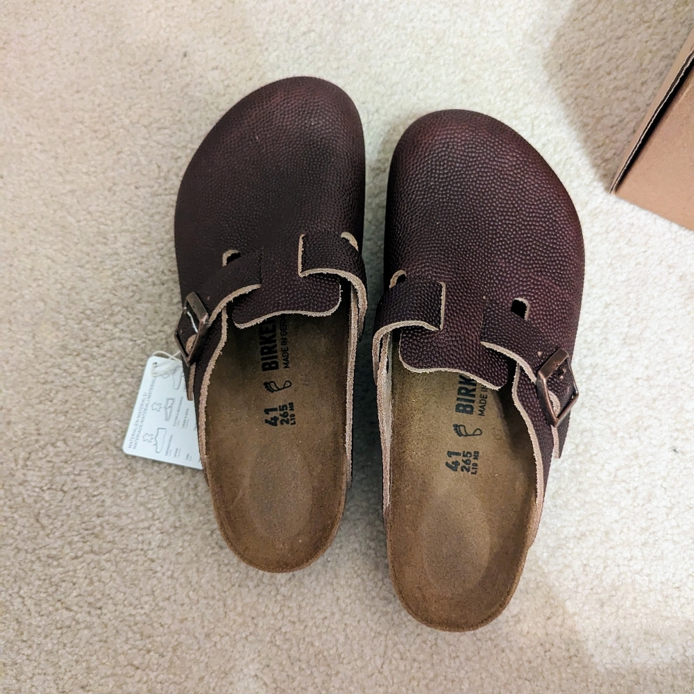 Birkenstock Boston Horween Leather in Roast, Size 41 Regular Width